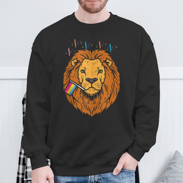 Pansexual Flag Lion Lgbt Pride Month Pan Pride Stuff Animal Sweatshirt Gifts for Old Men