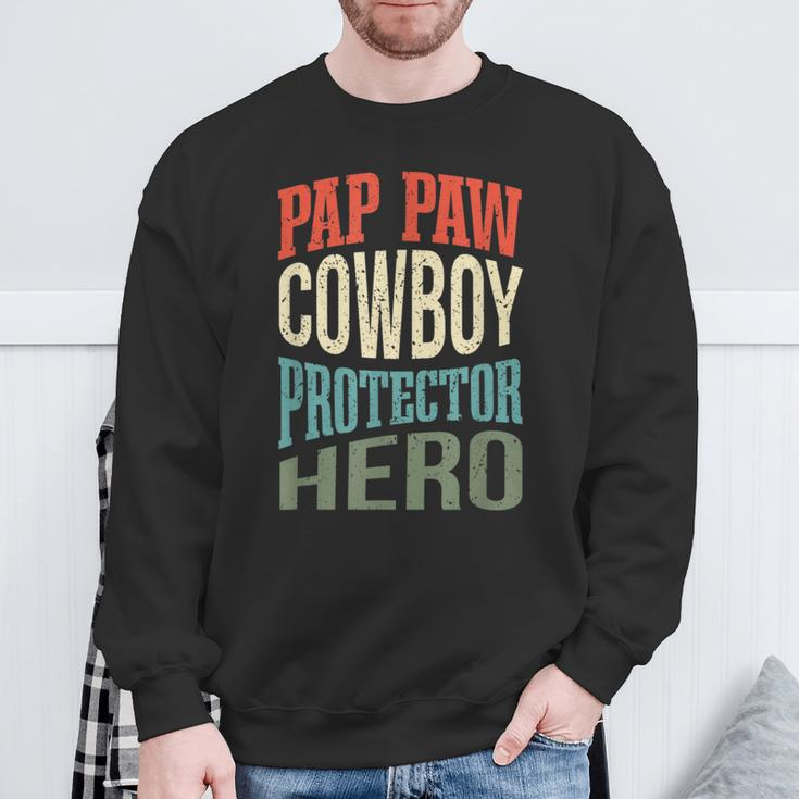Pap Paw Cowboy Protector Hero Grandpa Profession Sweatshirt Gifts for Old Men
