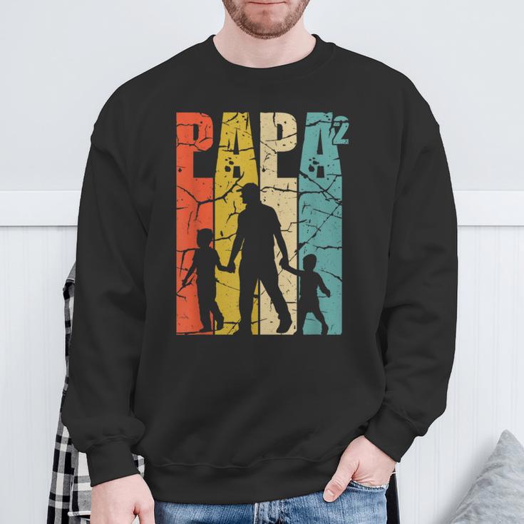 Papa 2 Söhne Dad Hoch 2 Zweifachater Zwillingpapa S Sweatshirt Geschenke für alte Männer