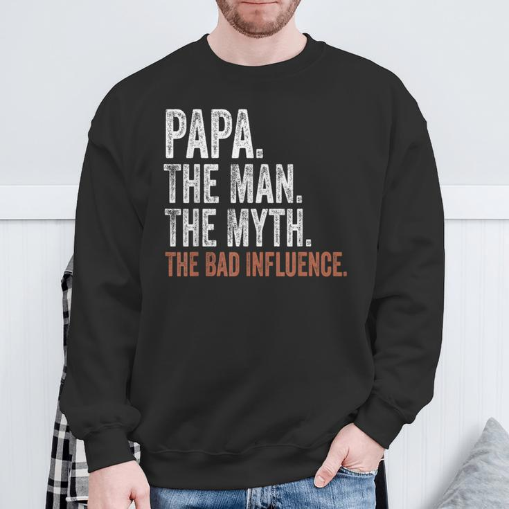 Papa The Man The Myth The Bad Influence Father's Day Papa Sweatshirt Gifts for Old Men