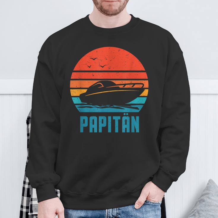 Papitän Motorboot Bootsführerscheinatertag Papa Kapitän Sweatshirt Geschenke für alte Männer