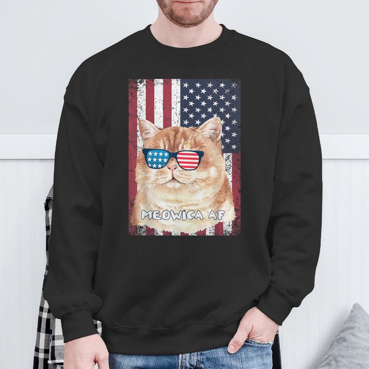 Patriotic Cat Meowica Af 4Th Of July Usa American Flag Sweatshirt Gifts for Old Men