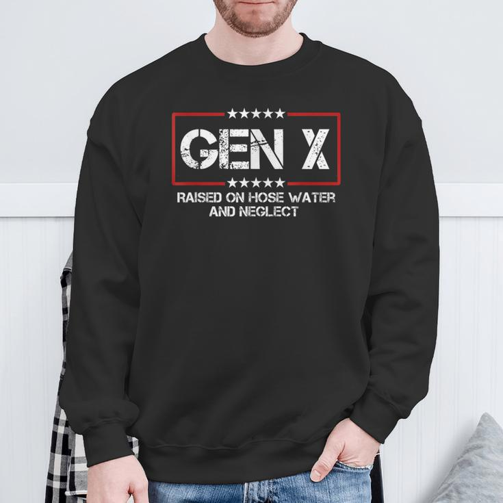 Patriotic Gen X Raised On Hose Water & Neglect Vintage Sweatshirt Gifts for Old Men