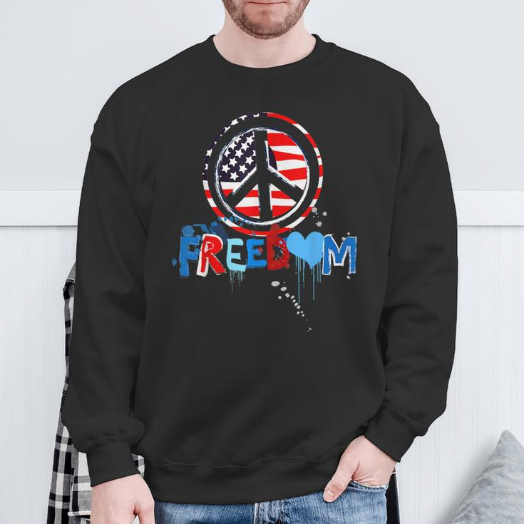 Patriotic Peace Sign Usa Flag Freedom Vote Sweatshirt Gifts for Old Men