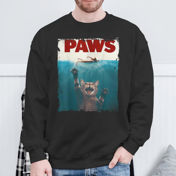 Paws Kitten Meow Parody Cat Lover Cute Cat Sweatshirt Gifts for Old Men