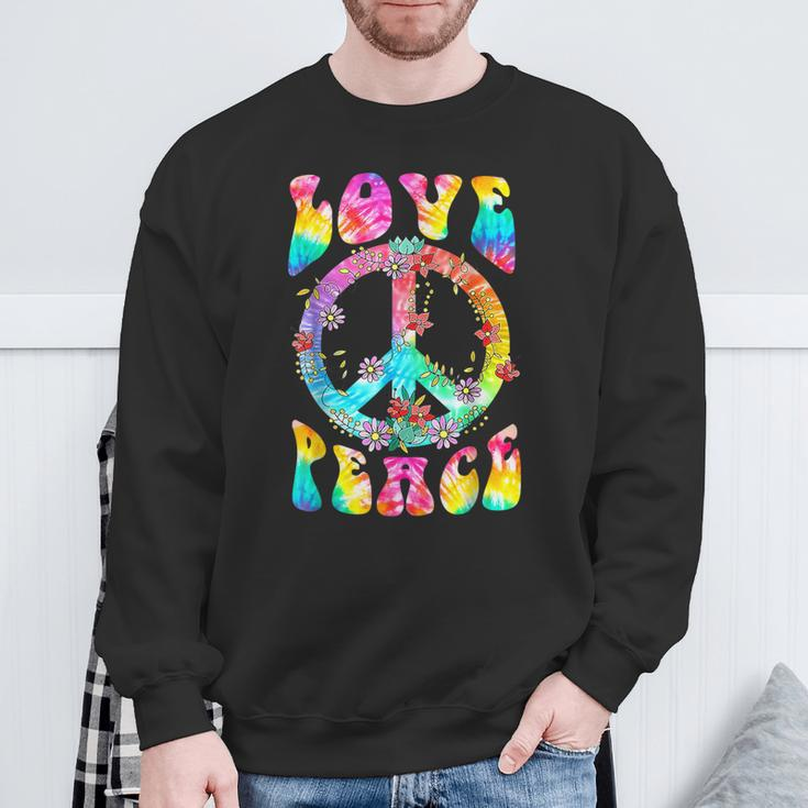 Peace Costume Sign Love 60S 70S Tie Dye Hippie Women Sweatshirt Gifts for Old Men