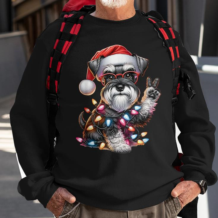 Peace Hand Miniature Schnauzer Santa Christmas Dog Pajamas Sweatshirt Gifts for Old Men