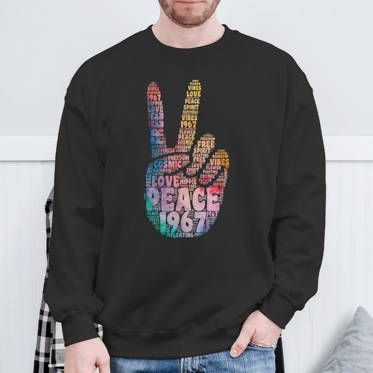 Peace Hand Sign Peace Sign Vintage Hippie Sweatshirt Geschenke für alte Männer
