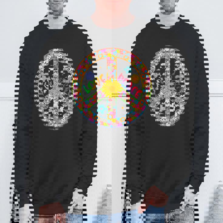 Peace Sign Love60S 70S Tie Die Hippie Costume Sweatshirt Gifts for Old Men