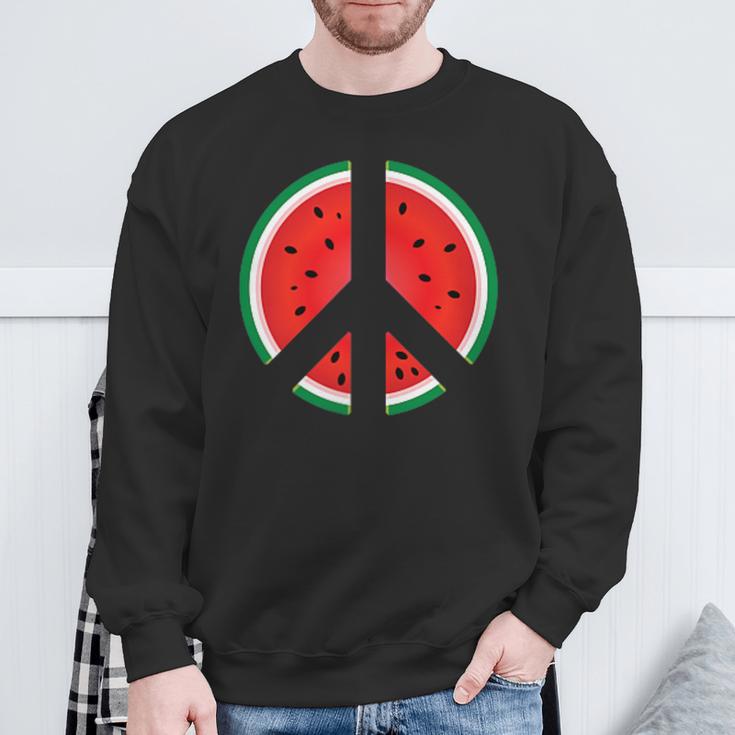 Peace Sign Watermelon Fruit Graphic Sweatshirt Gifts for Old Men