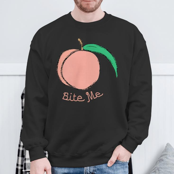 Peach Bite Me Graphic Sweatshirt Gifts for Old Men