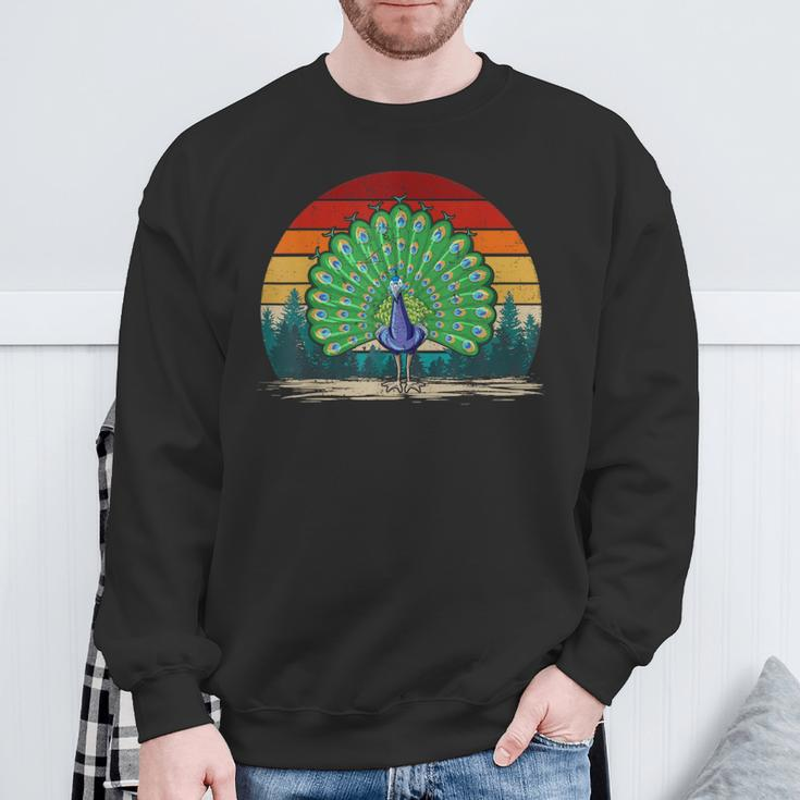 Peacock Bird Vintage Style Distressed Retro Peacock Sweatshirt Gifts for Old Men