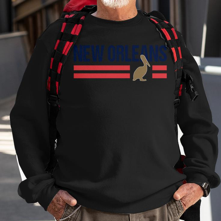 Pelican Retro Stripes New Orleans Vintage New Orleans Local Sweatshirt Gifts for Old Men