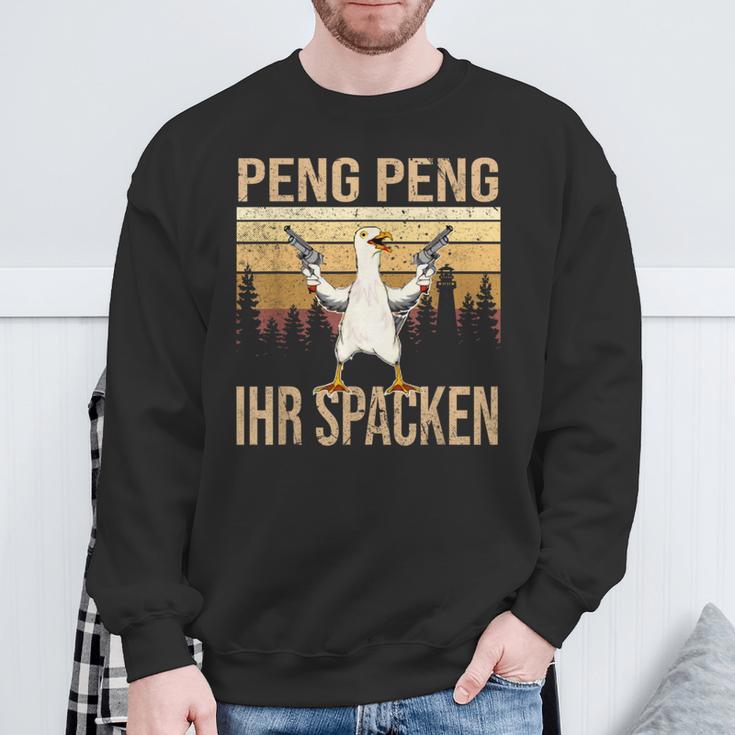 Peng Peng Ihr Spacken Sweatshirt, Vintage Gänse-Design Lustig Geschenke für alte Männer