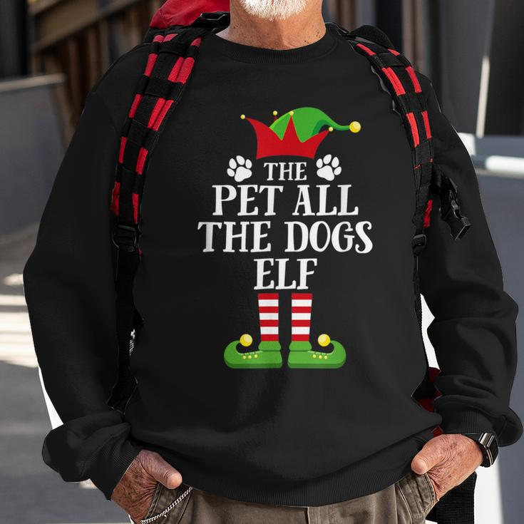 Pet All The Dogs Elf Family Matching Christmas Elf Pajama Sweatshirt Gifts for Old Men