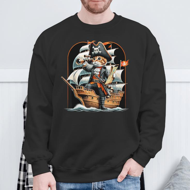 Pirate Cat Adventure Sweatshirt Gifts for Old Men