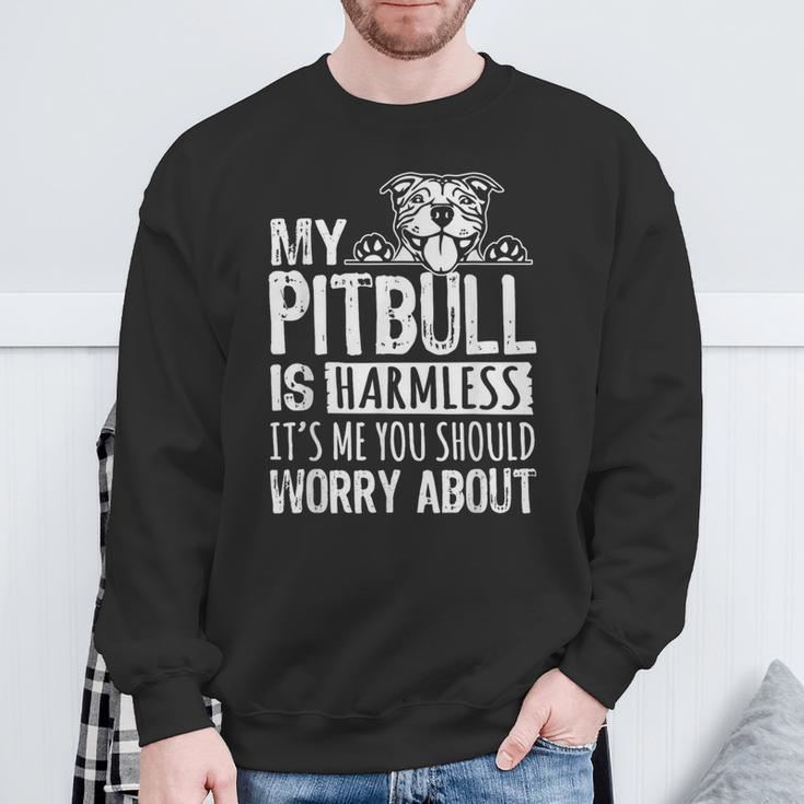 My Pitbull Is Harmless Its Me You Should Worry About Pittie Sweatshirt Gifts for Old Men