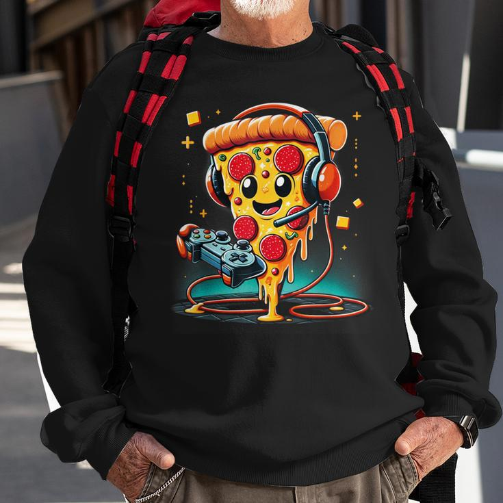 Pizza Gamer Love Play Video Games Controller Headset Sweatshirt Gifts for Old Men