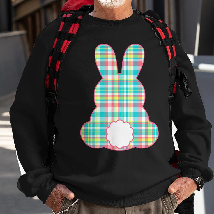 Plaid Pastel Multi Color Gingham Check Easter Bunny Sweatshirt Gifts for Old Men