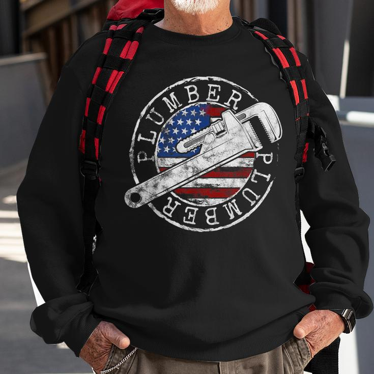 Plumber American Flag Plumbing Usa Patriot Stamp Style Sweatshirt Gifts for Old Men