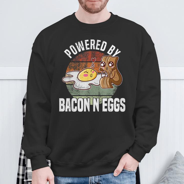 Powered By Bacon And Eggs Bacon Lover Sweatshirt Gifts for Old Men