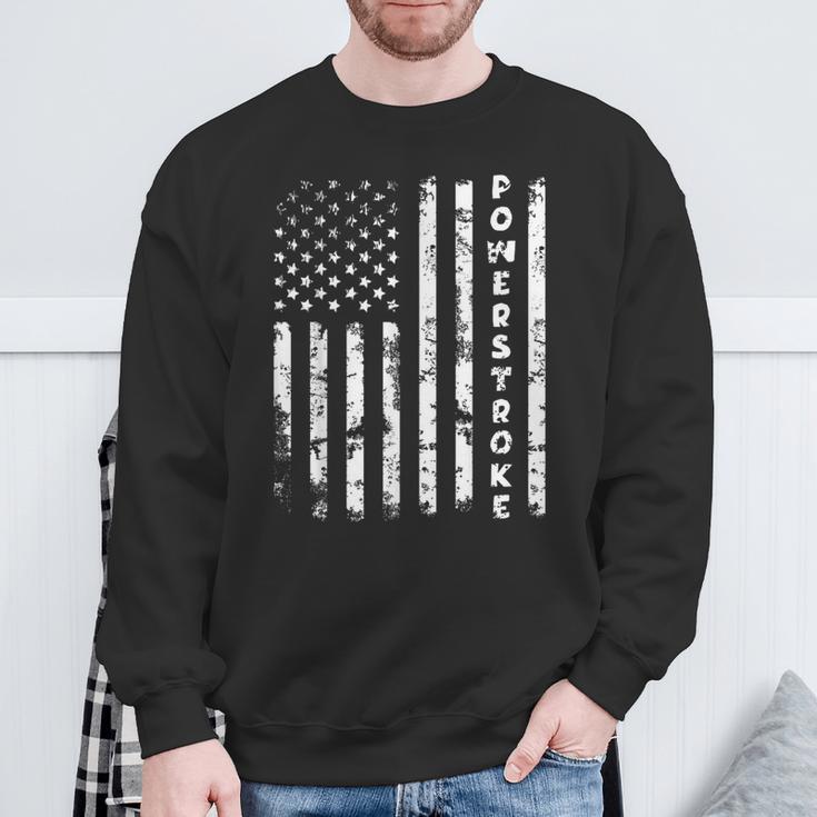 Powerstroke 67 Obs 73 American Flag 60 Car Sweatshirt Gifts for Old Men