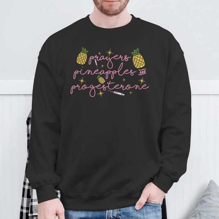 Prayers Pineapples & Progesterone Ivf Fertility Transfer Day Sweatshirt Gifts for Old Men