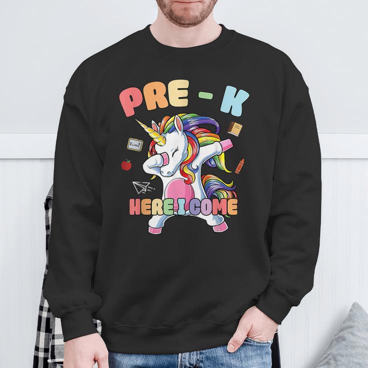 Pre-K Here I Come Dabbing Unicorn Back To School Sweatshirt Gifts for Old Men