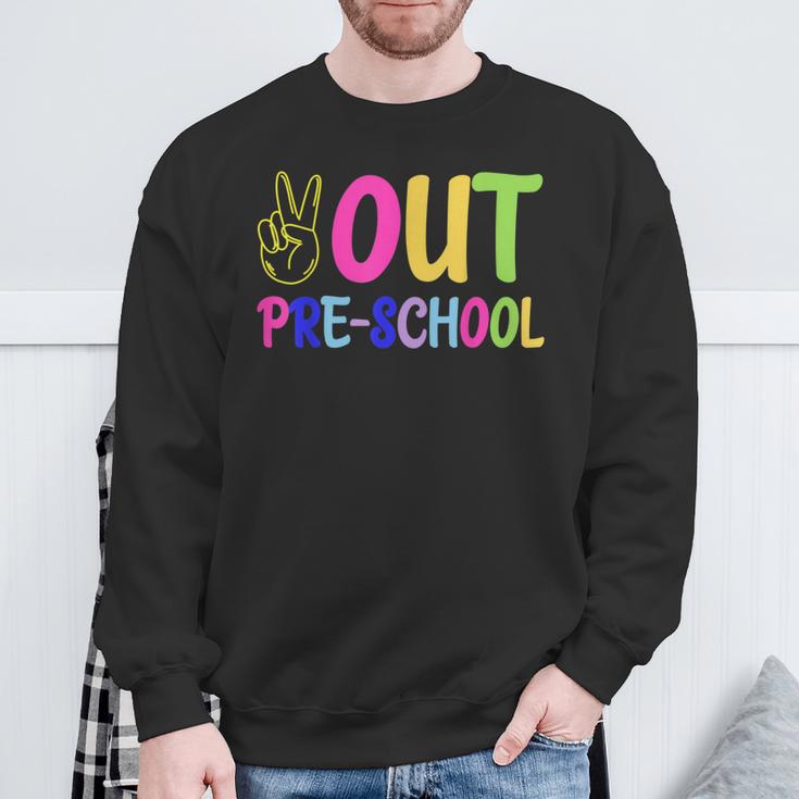 Out Pre-School Peace Sign Last Day Of School Tie Dye Sweatshirt Gifts for Old Men