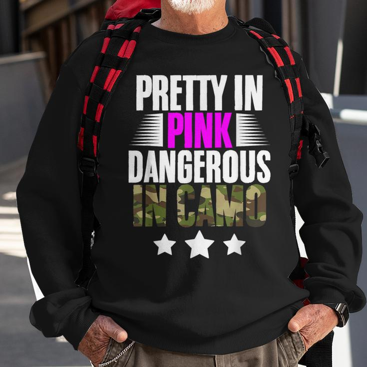 Pretty Pink Dangerous In Camo Hunting Hobby Sweatshirt Gifts for Old Men