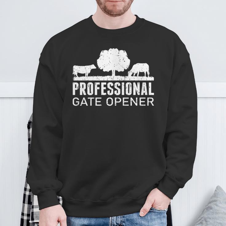 Professional Gate Opener Cow Farm Sweatshirt Gifts for Old Men