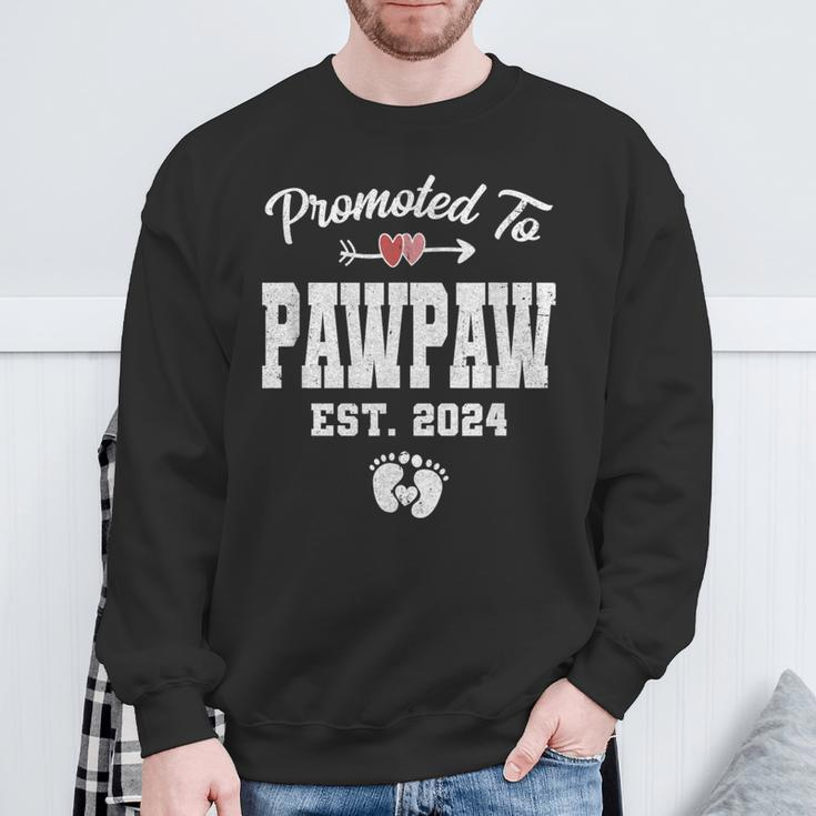 Promoted To Pawpaw Est 2024 First Time Fathers Day Sweatshirt Gifts for Old Men