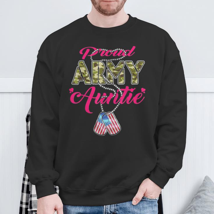 Proud Army Auntie Camo Us Flag Dog Tags Pride Military Aunt Sweatshirt Gifts for Old Men
