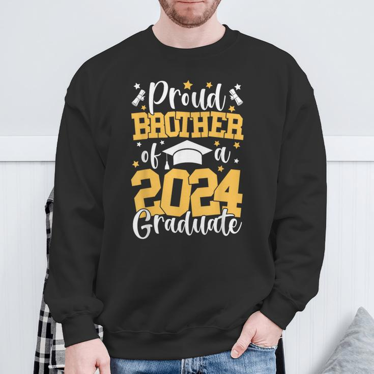 Proud Brother Of A Class Of 2024 Graduate Matching Family Sweatshirt Gifts for Old Men