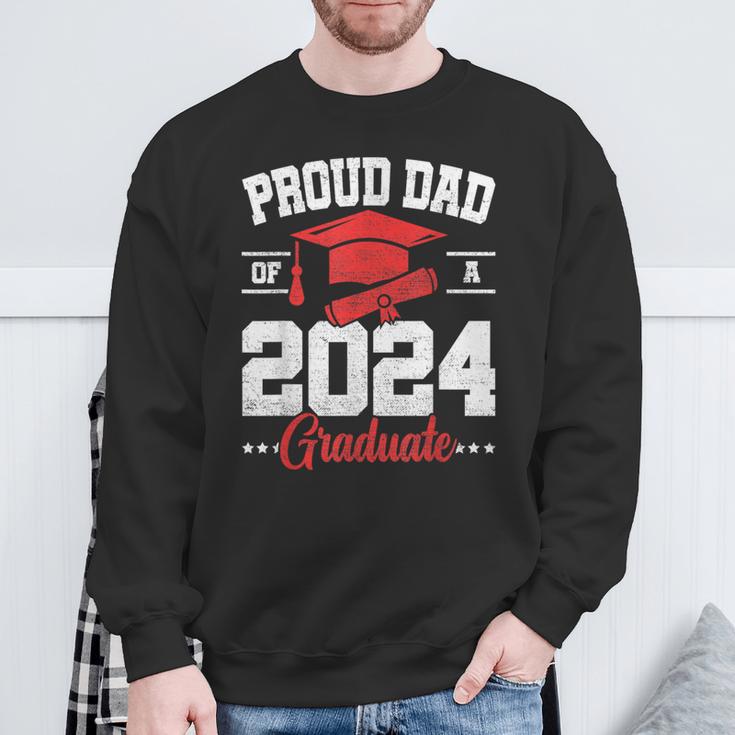 Proud Dad Of A Class Of 2024 Graduate Senior Graduation Sweatshirt Gifts for Old Men