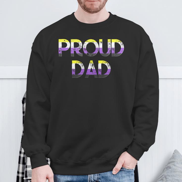 Proud Dad Nonbinary Pride Flag Lgbt Fathers Day Sweatshirt Gifts for Old Men