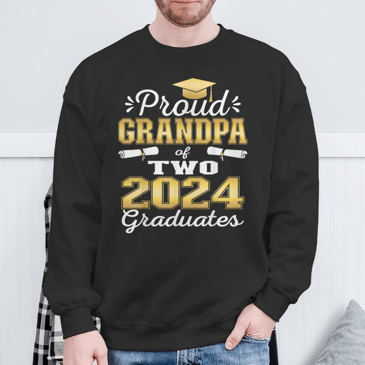 Proud Grandpa Of Two 2024 Graduate Class 2024 Graduation Sweatshirt Gifts for Old Men