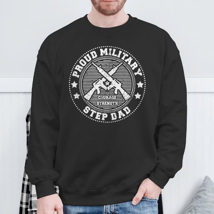 Proud Military Step Dad Courage And Strength Sweatshirt Gifts for Old Men