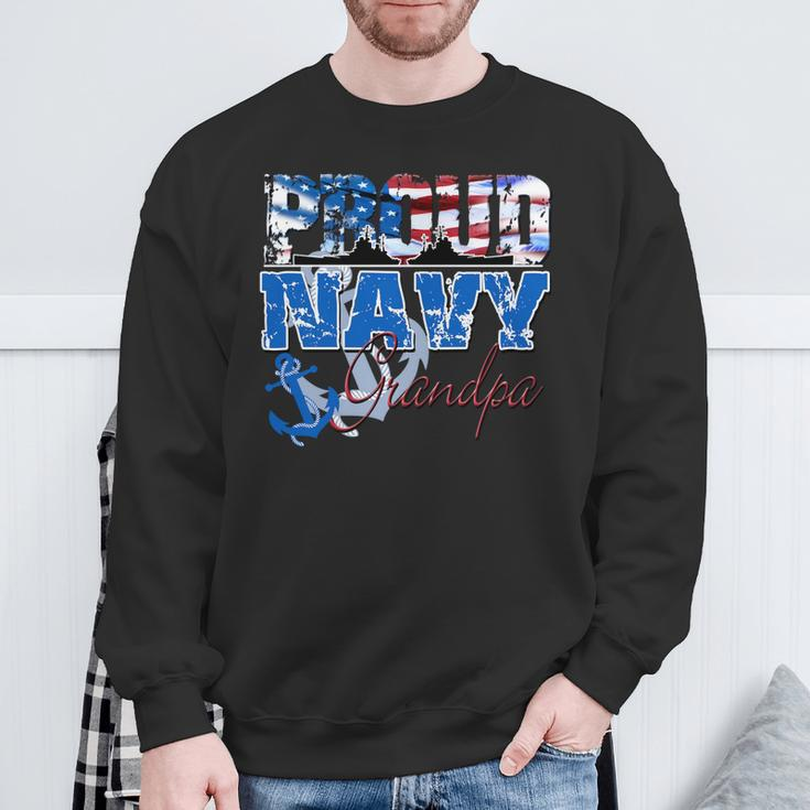Proud Navy Grandpa Patriotic Sailor Grandparents Day Sweatshirt Gifts for Old Men