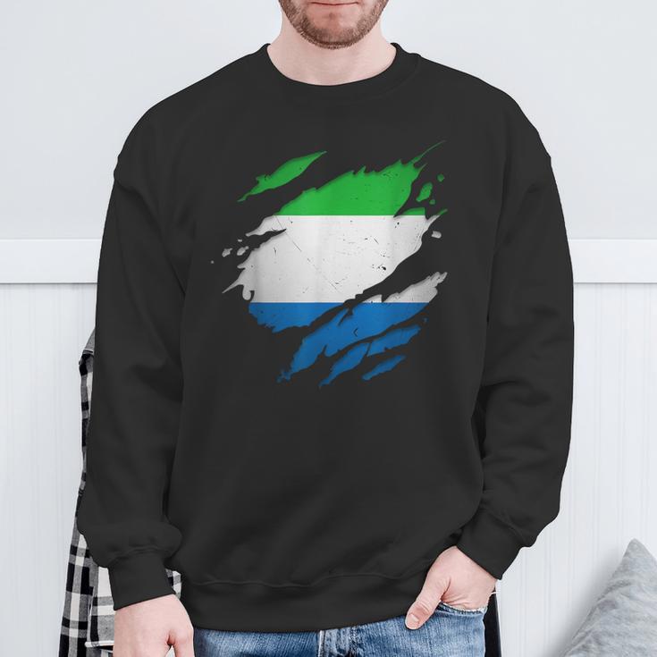 Proud Sierra Leonean Torn Ripped Sierra Leone Flag Sweatshirt Gifts for Old Men