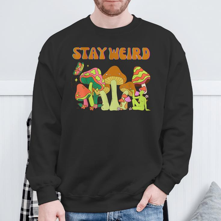 Psychedelic Magic Mushrooms Retro Vintage Stay Weird Sweatshirt Gifts for Old Men