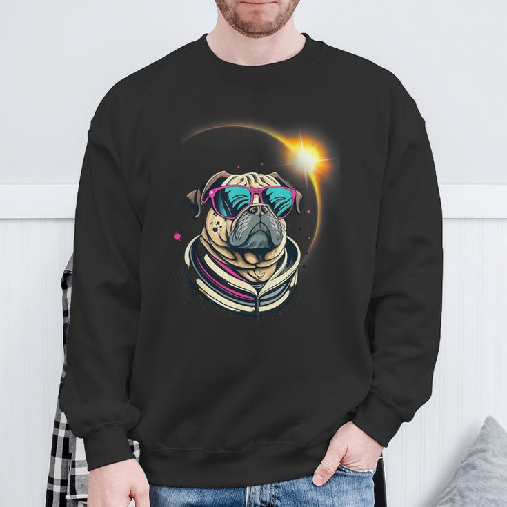 Pug Dog America 2024 Solar Eclipse Totality Accessories Sweatshirt Gifts for Old Men