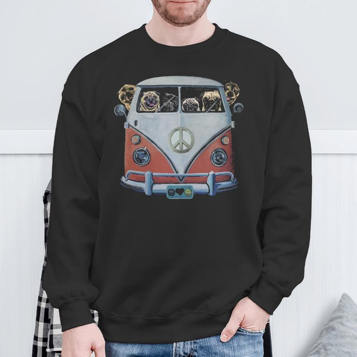 Pug Hippie Van Pug Pug Sweatshirt Gifts for Old Men