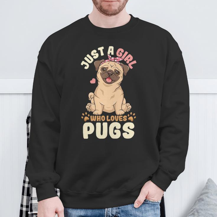 Pug Love Girl Sweatshirt Gifts for Old Men