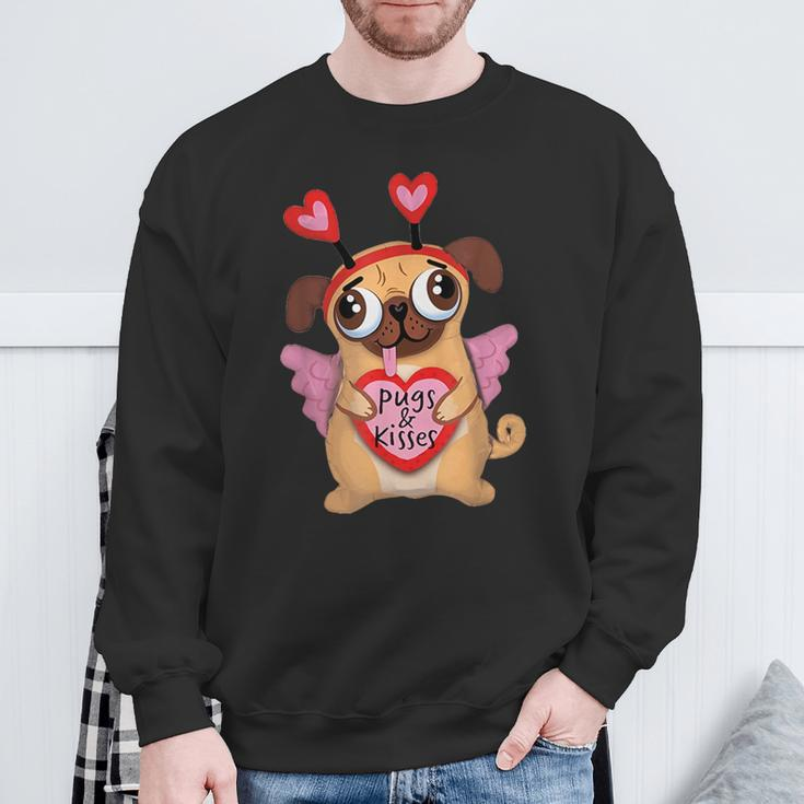 Pugs Valentine Cupid Pug Kisses Valentine Pug Lover Sweatshirt Gifts for Old Men