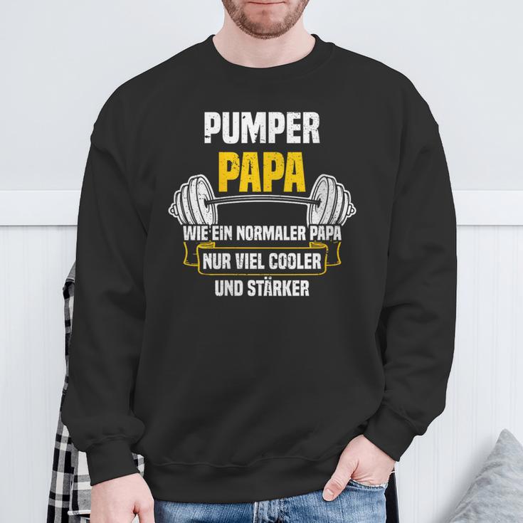 Pumper Papa Kraftsport Gym Lustiges Bodybuilding Mit-Ausschnitt Sweatshirt Geschenke für alte Männer