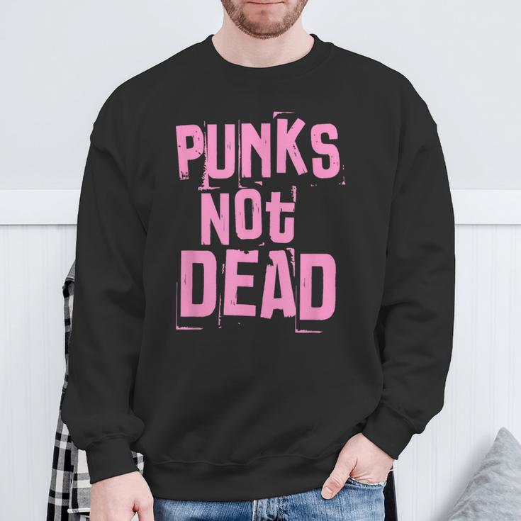 Punks Not Dead Punk Rock Fan Vintage Grunge Sweatshirt Gifts for Old Men