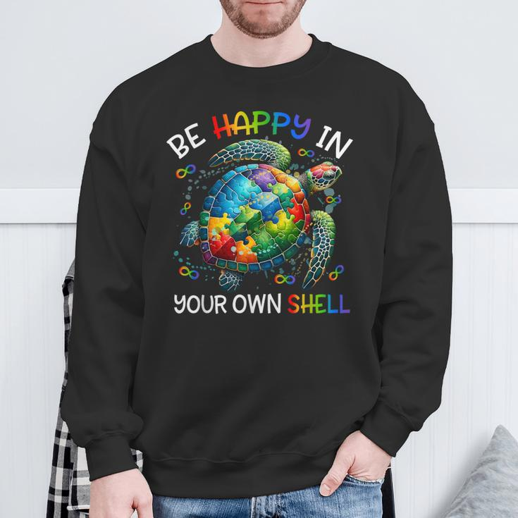Puzzle Turtle Be Happy In Your Own Shell Autism Awareness Sweatshirt Gifts for Old Men