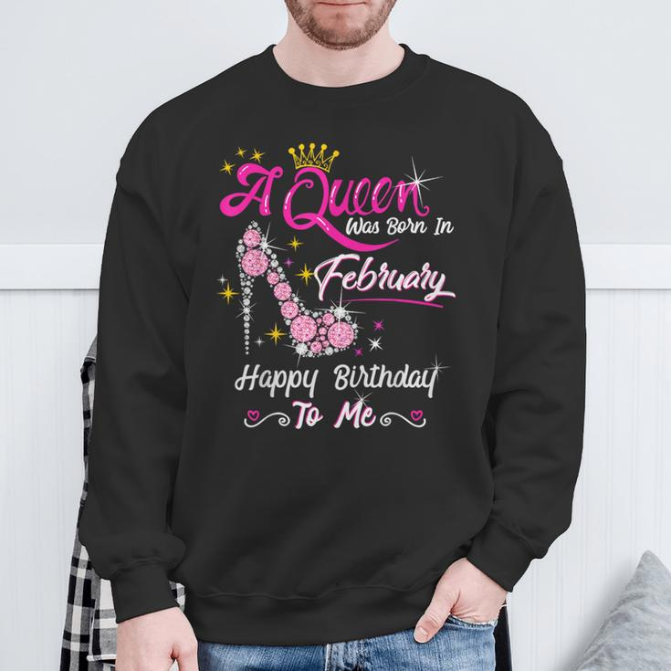 A Queen Was Born In February February Birthday Girl Sweatshirt Gifts for Old Men