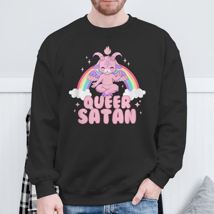 Queer Satan Baphomet Nicht-Binäre Geschlechtsflüssigkeit Queer Pride Sweatshirt Geschenke für alte Männer